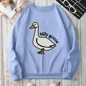 silly goose sweatshirt light blue